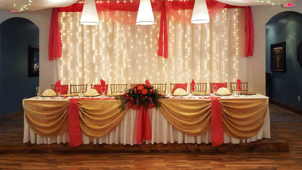 Red and gold iluminated table